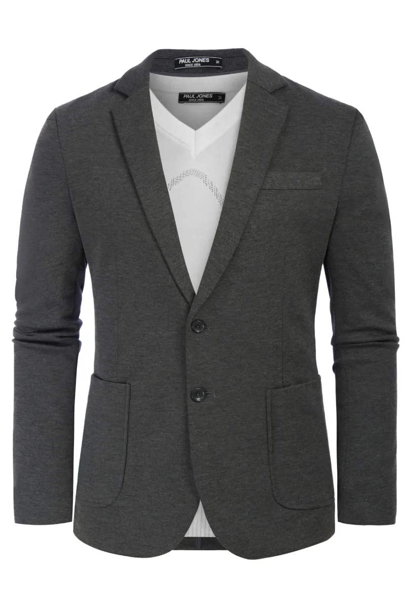 Mens Casual Two Buttons Lightweight Blazer Jacket Regular Fit Stretch Knit Sport Coats And Pants sold by Paul Jones product image thumbnail 3