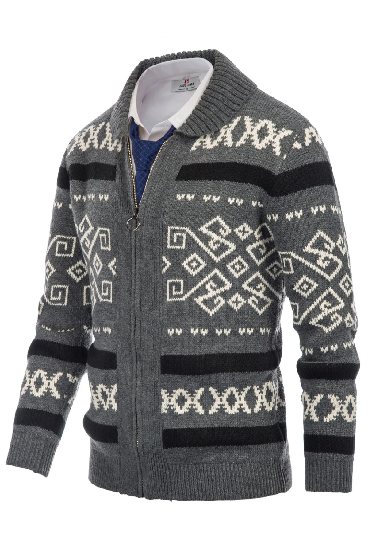 Men's Casual Curling Sweater Cardigans Zip Up Knitted Sweaters sold by Paul Jones product image thumbnail 4