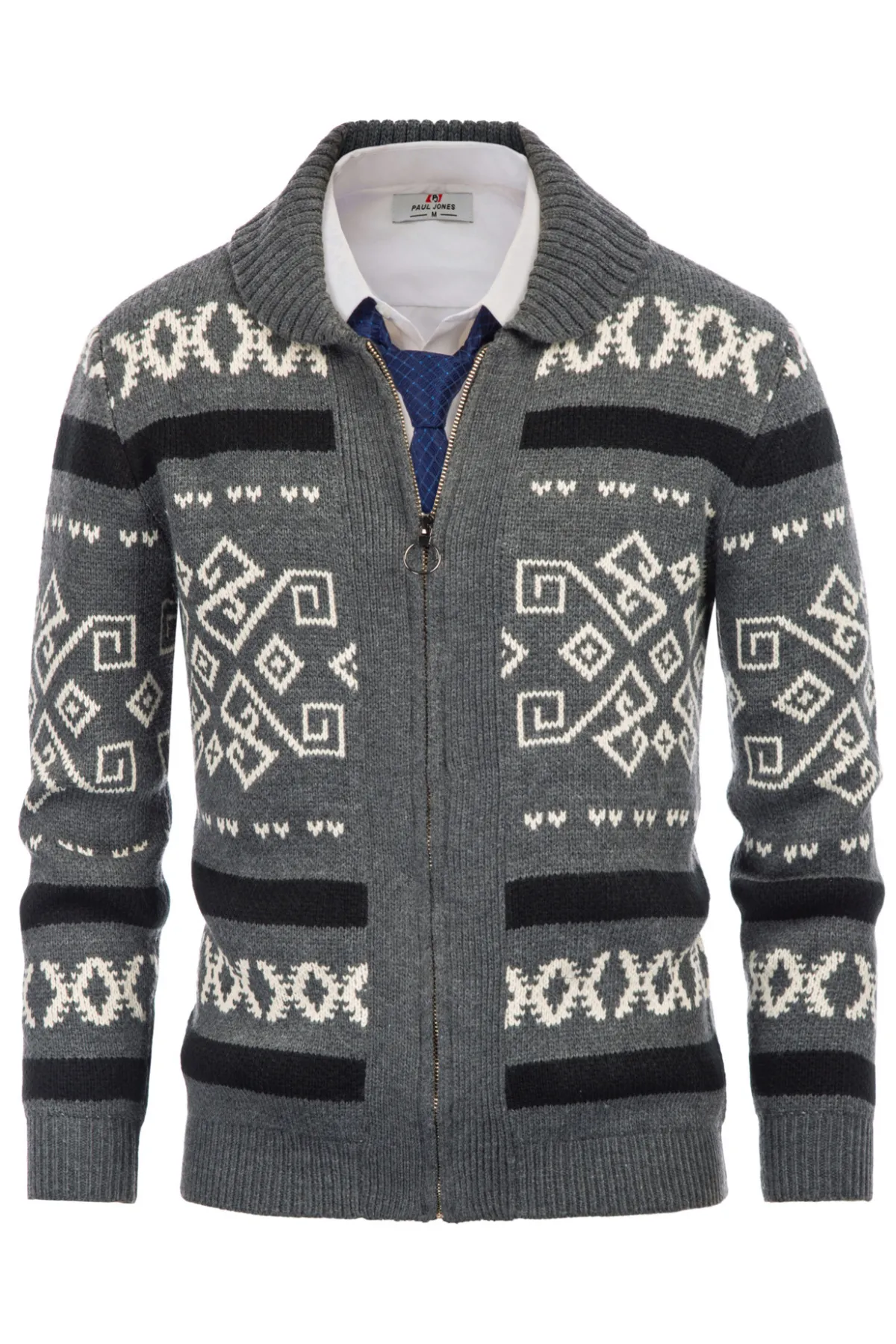 Men's Casual Curling Sweater Cardigans Zip Up Knitted Sweaters sold by Paul Jones product image thumbnail 3