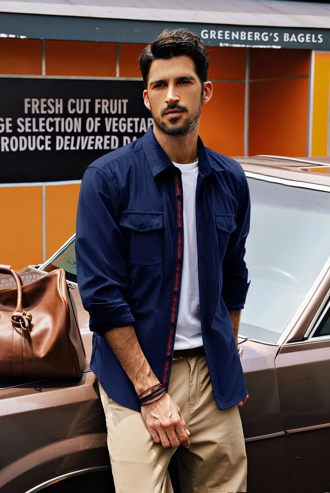 Men Classic Collar Shirt with Dual Pockets Casual Long Sleeve Button-up Tops sold by Paul Jones product image thumbnail 5