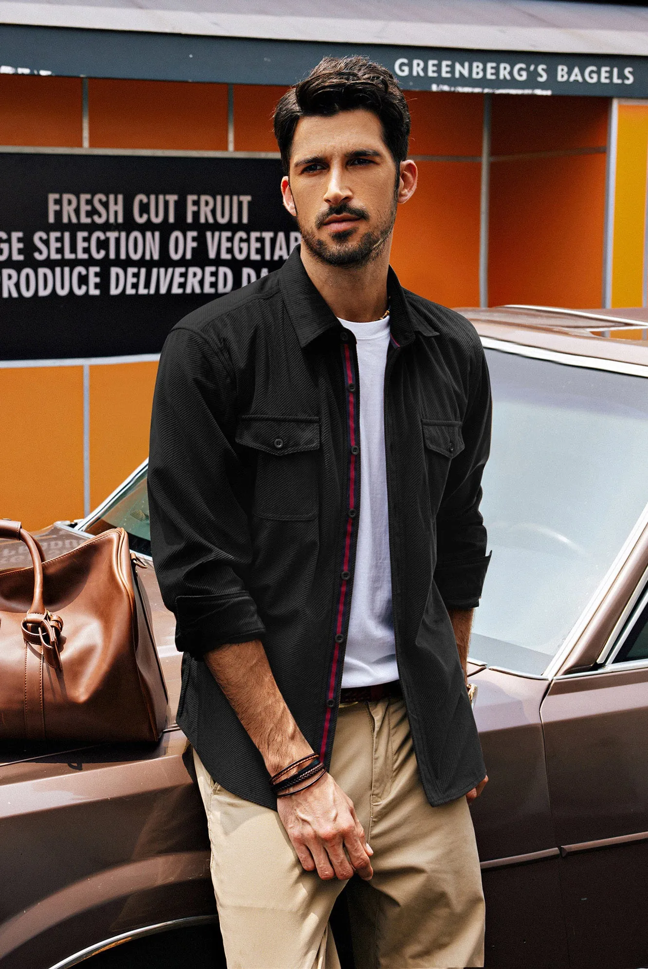 Men Classic Collar Shirt with Dual Pockets Casual Long Sleeve Button-up Tops sold by Paul Jones product image thumbnail 3