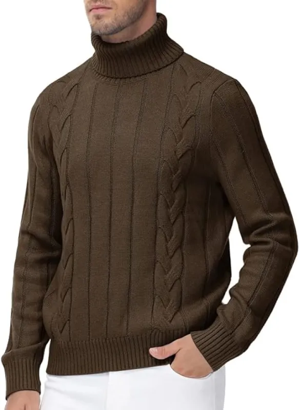 Mens Cable Knitted Turtleneck Jumper Pullover Sweater sold by Paul Jones