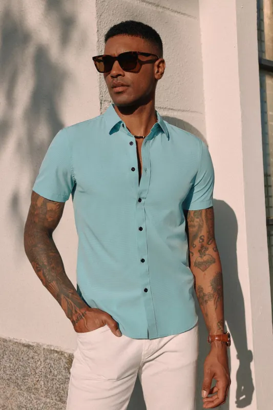 PJ Men Stylish Basic Shirt Short Sleeve Classic Collar Button-up Shirts Tops sold by Paul Jones