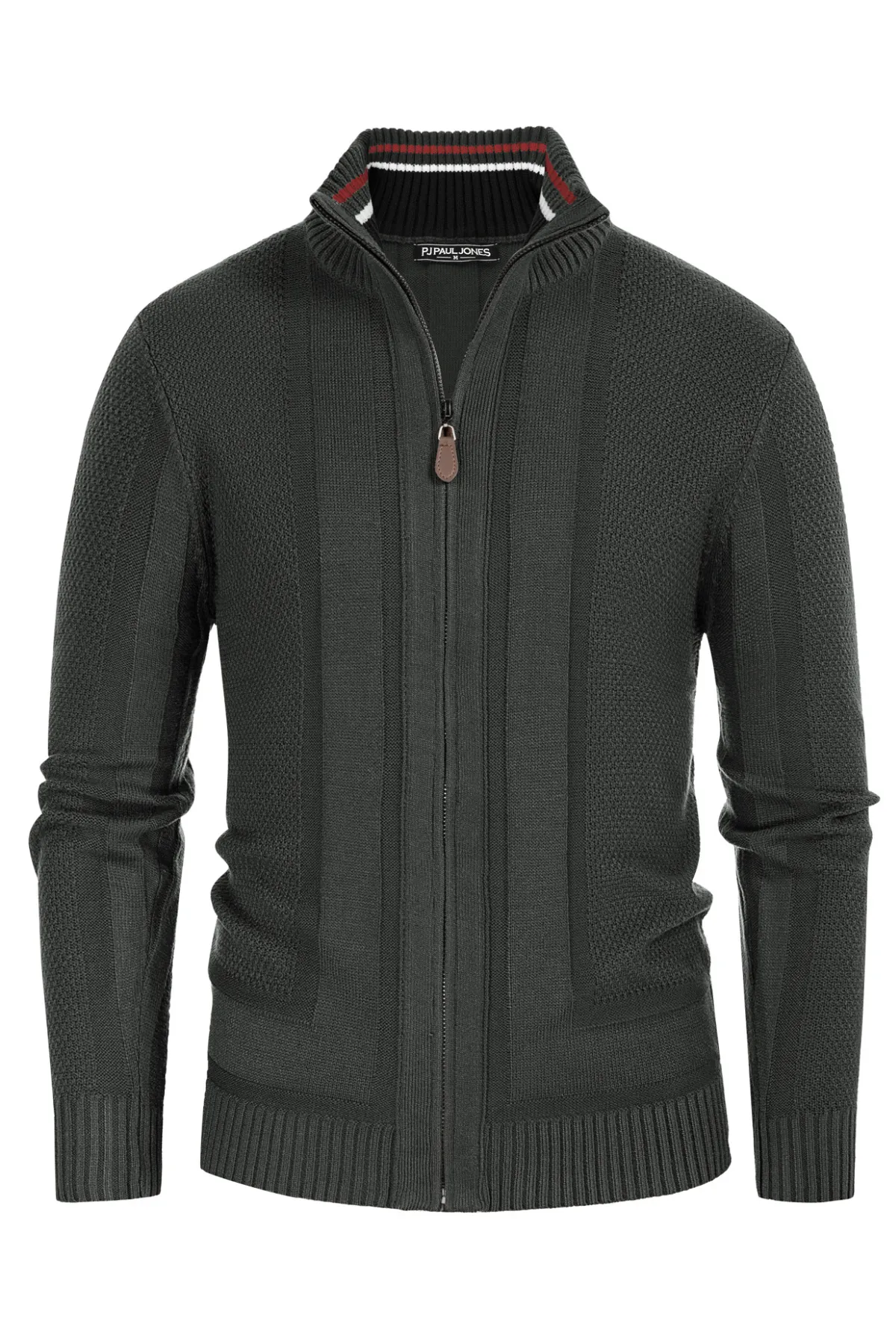 Paul Jones Mens Stand Collar Full Zip Cardigan Sweater Vintage Geometric Sweaters sold by Paul Jones product image thumbnail 3