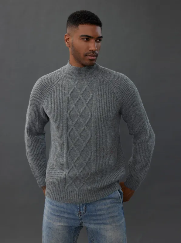 Men's Mock Neck Sweater Casual Cable Twisted Knitted Pullover Sweaters sold by Paul Jones