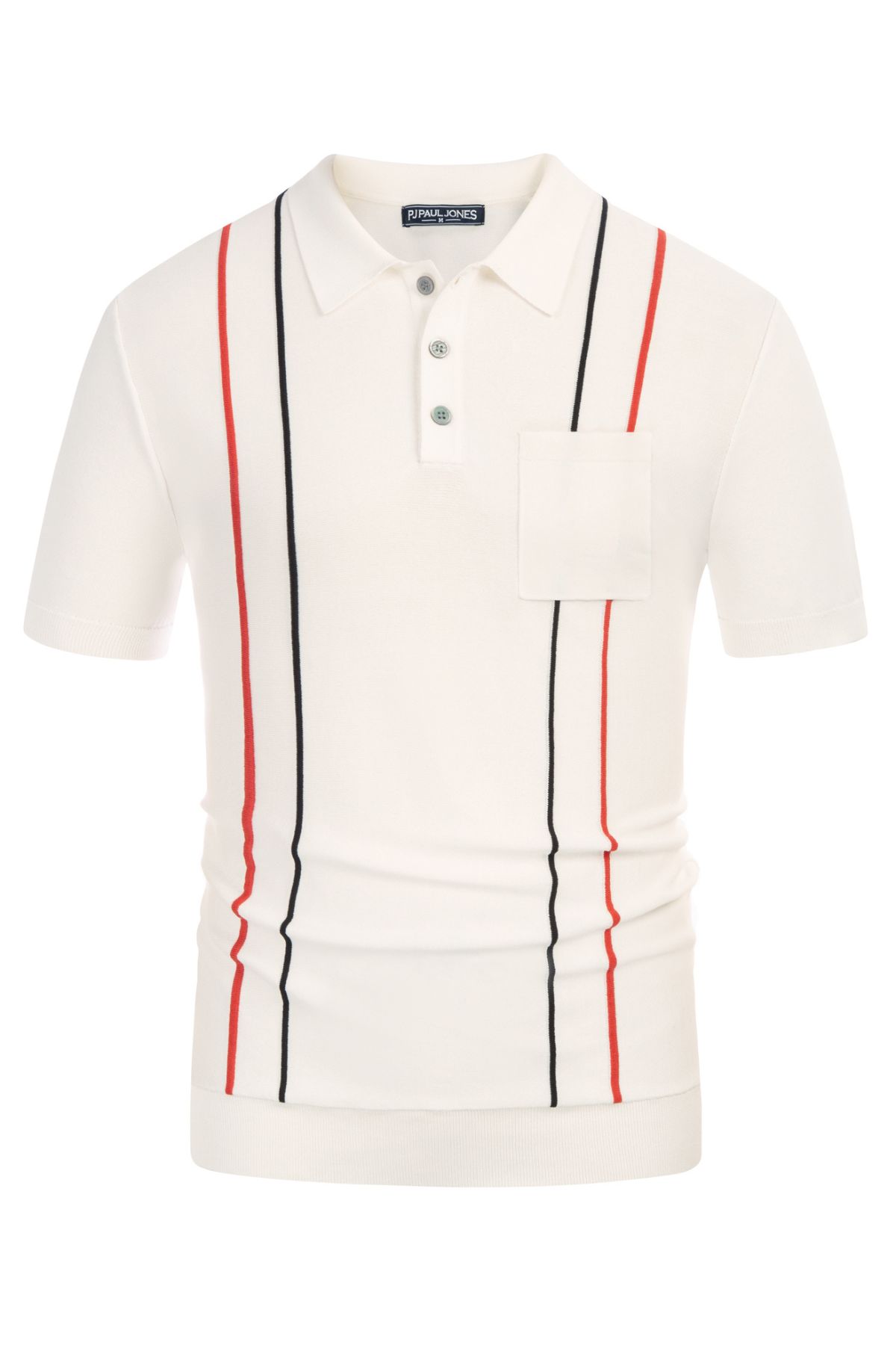 Men's Vintage Stripe Knitted Polo Pullover Shirts Golf Knit Mens Polo Shirt sold by Paul Jones product image thumbnail 3