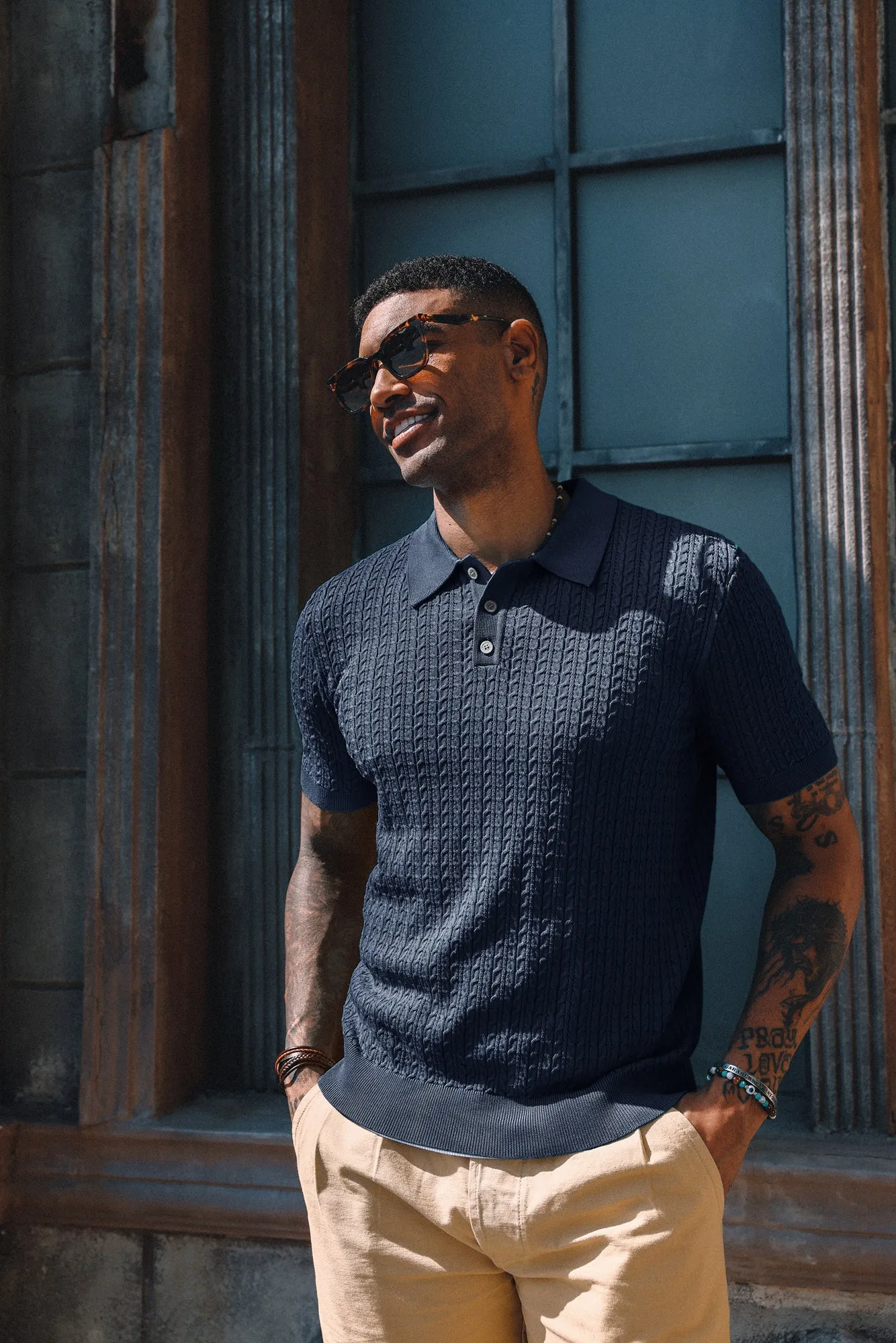 Mens Knit Polo Shirt Short Sleeve Hollow Out Knit Shirt Texture Knitted Polo sold by Paul Jones product image thumbnail 4