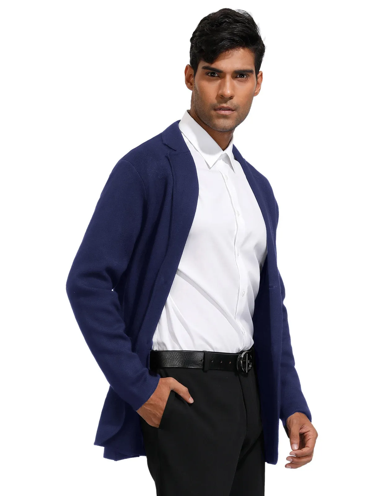 Men's Cardigan Sweater Shawl Collar Two Button Down Knit Blazer Jacket Knitwear sold by Paul Jones product image thumbnail 2