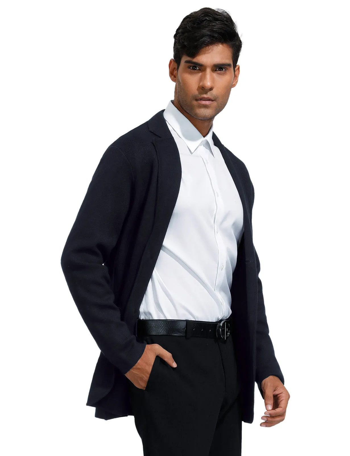 Men's Cardigan Sweater Shawl Collar Two Button Down Knit Blazer Jacket Knitwear sold by Paul Jones