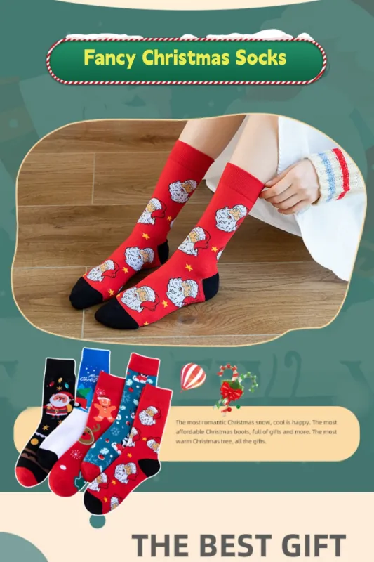 New Creative Christmas Cartoon Mid-calf socks For Winter sold by Paul Jones