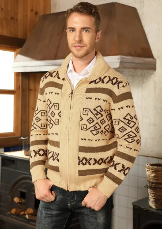 Pj Paul Jones Men's Casual Curling Sweater Cardigans Zip Up Knitted Sweater sold by Paul Jones