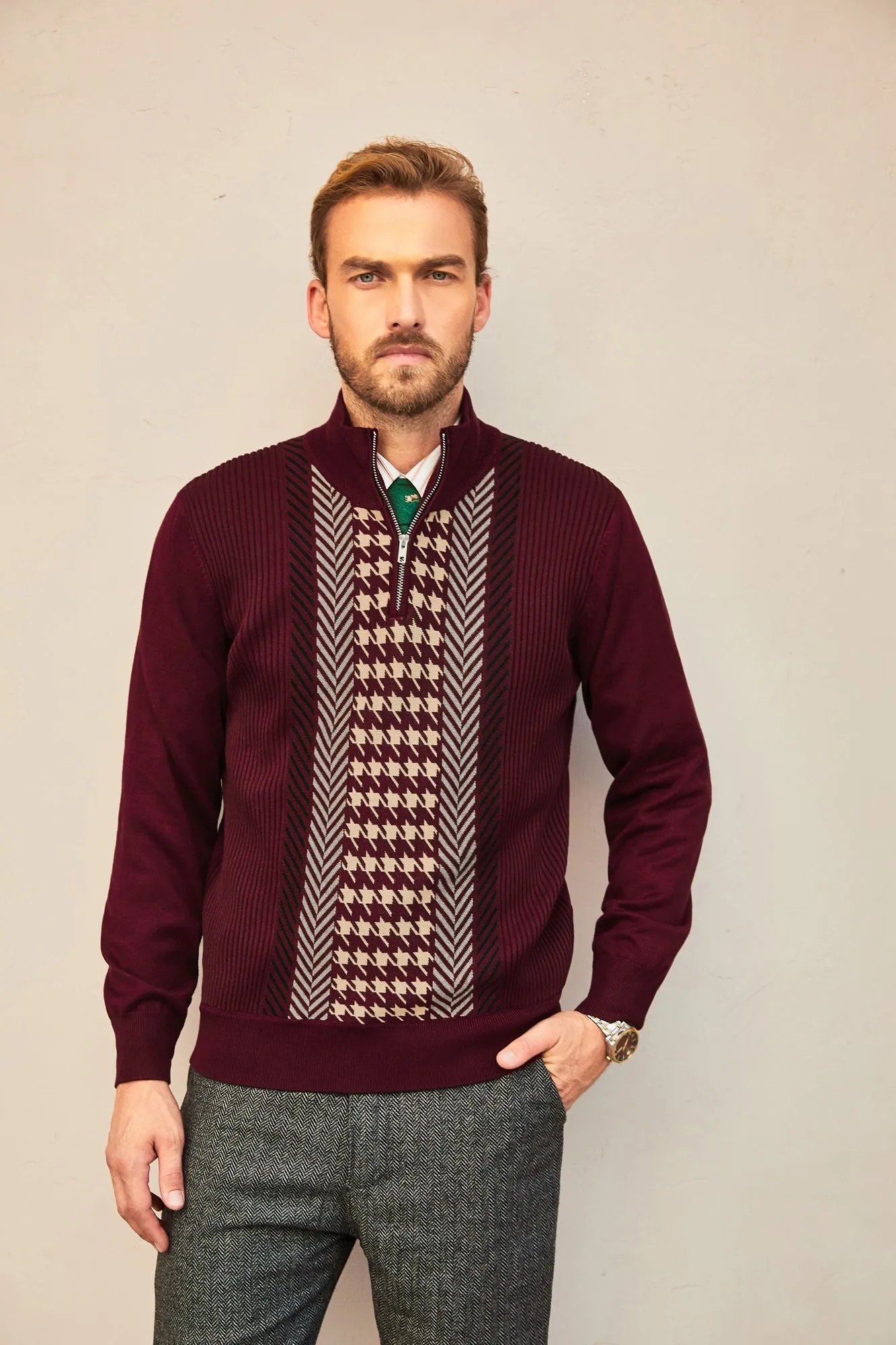 Men's Casual Quarter-Zip Sweaters Cable Knit Thermal Leisure Pullover sold by Paul Jones product image thumbnail 2