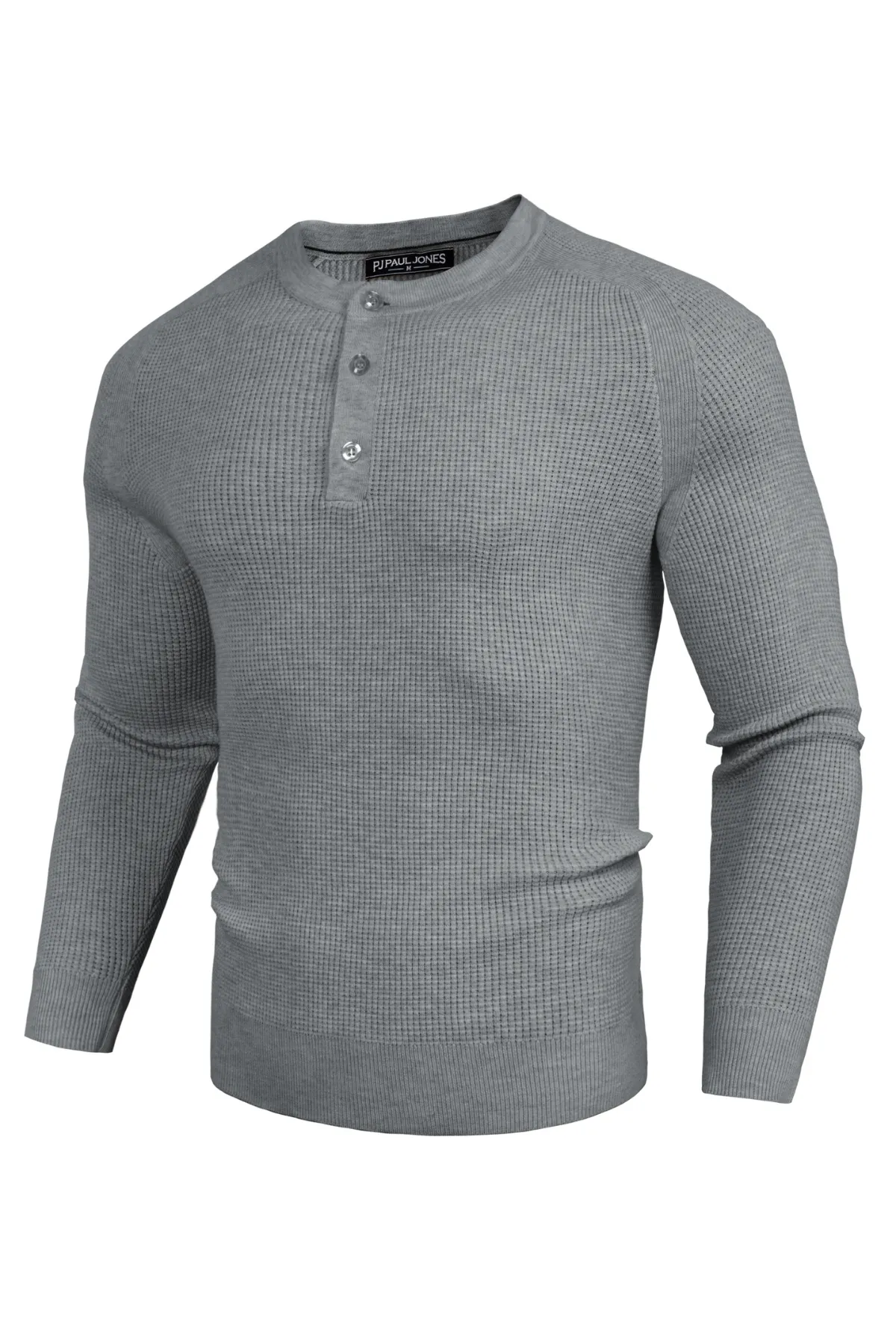 Men Waffle Textured Sweater Long Raglan Sleeve Henley Neck Knitwear Tops sold by Paul Jones product image thumbnail 3