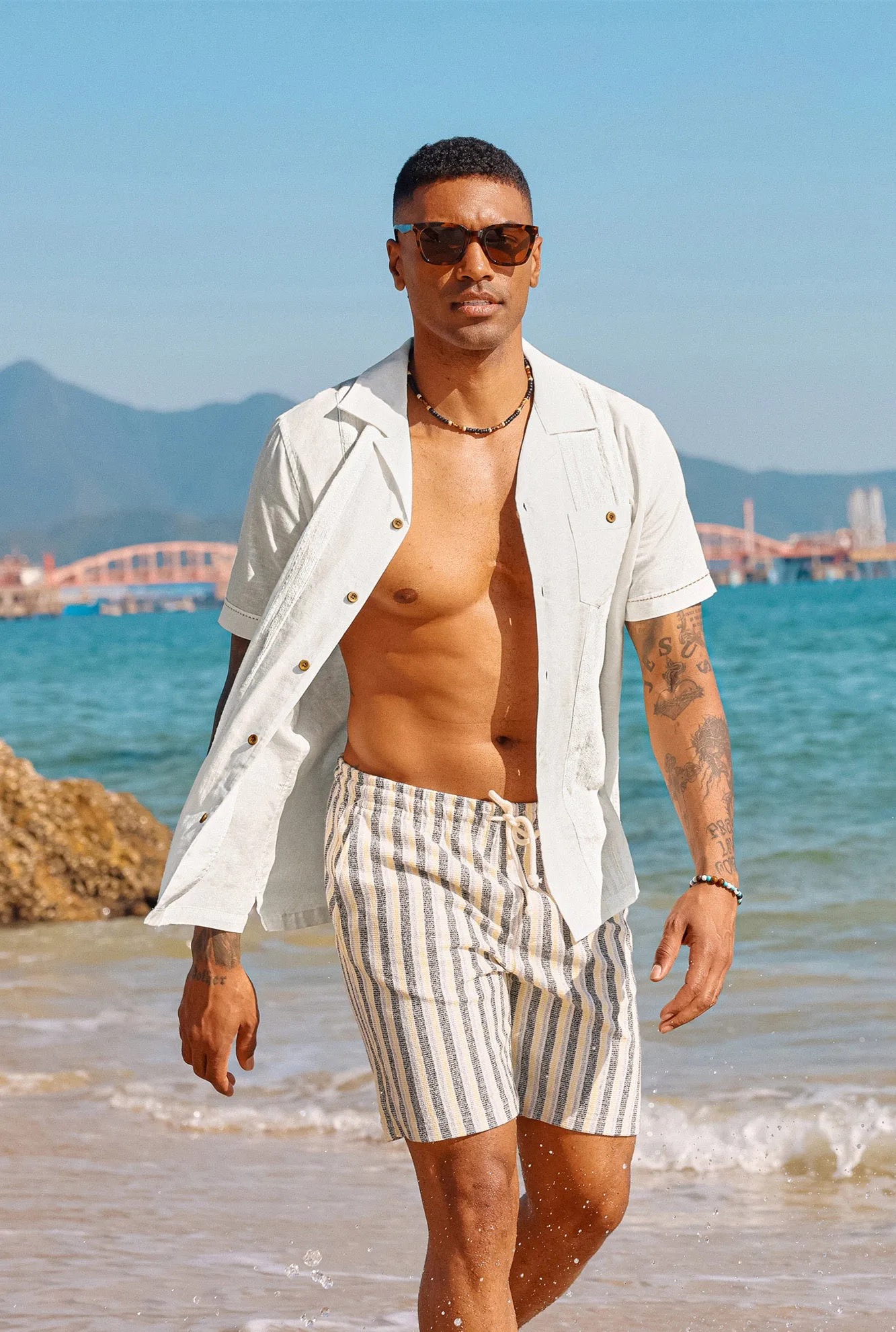 Men's Casual Button Down Linen Shirt Cuban Guayabera Shirts sold by Paul Jones product image thumbnail 5