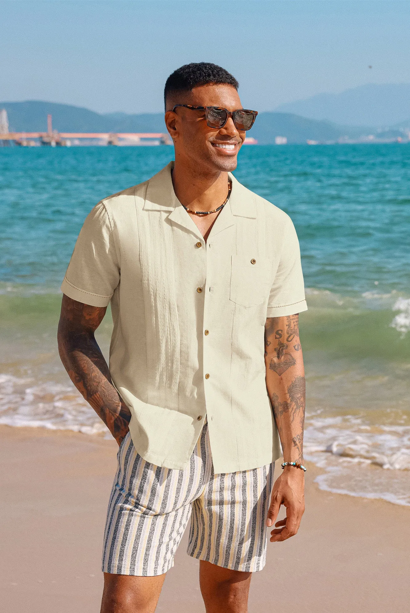 Men's Casual Button Down Linen Shirt Cuban Guayabera Shirts sold by Paul Jones product image thumbnail 2