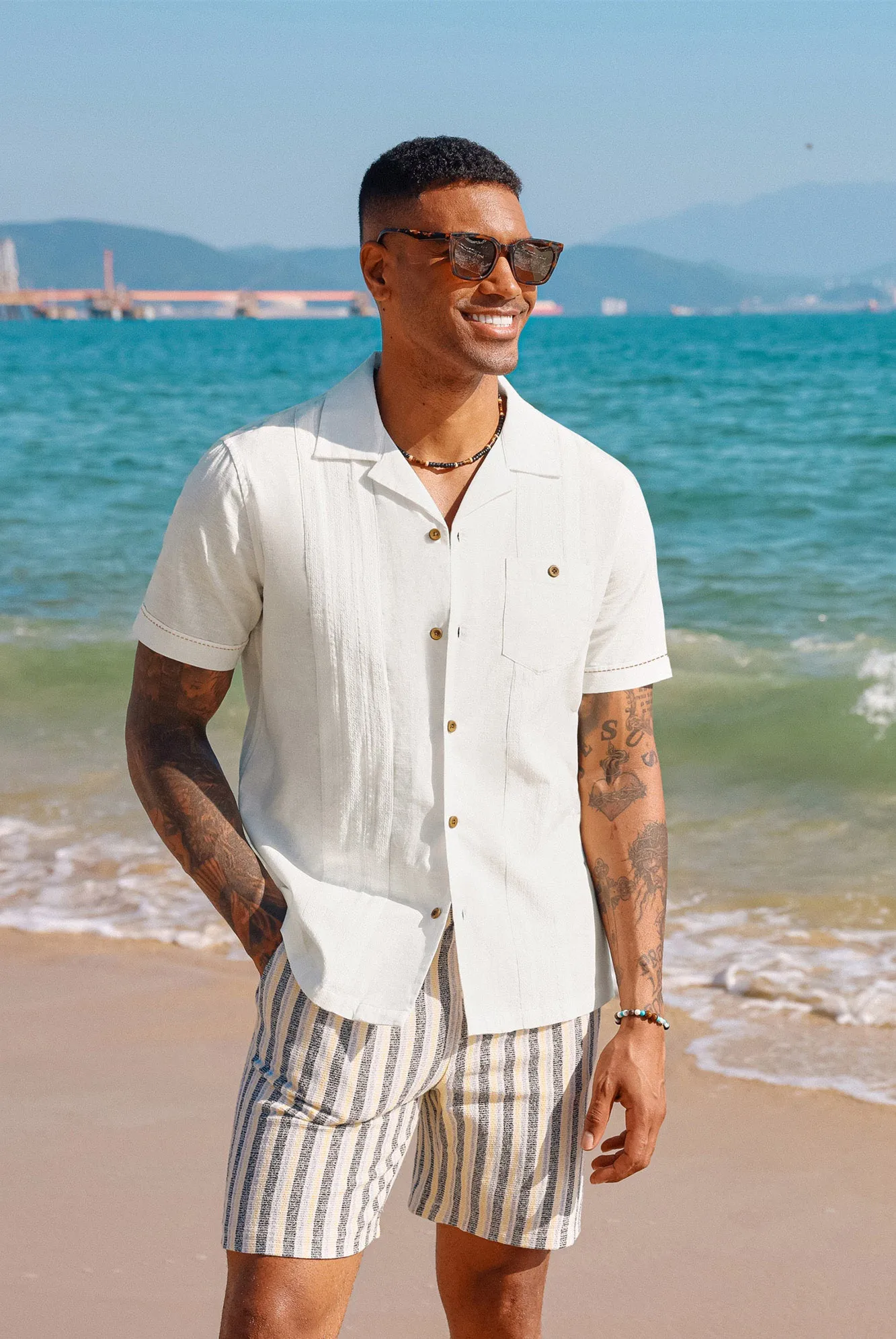 Men's Casual Button Down Linen Shirt Cuban Guayabera Shirts sold by Paul Jones product image thumbnail 4