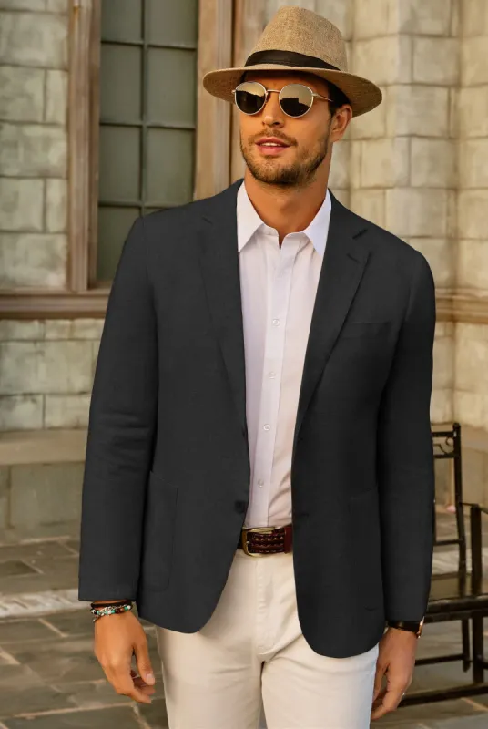 Men's Leisure Slim Fit Linen Jacket Lightweight Two Buttons Blazer Sport Coat sold by Paul Jones
