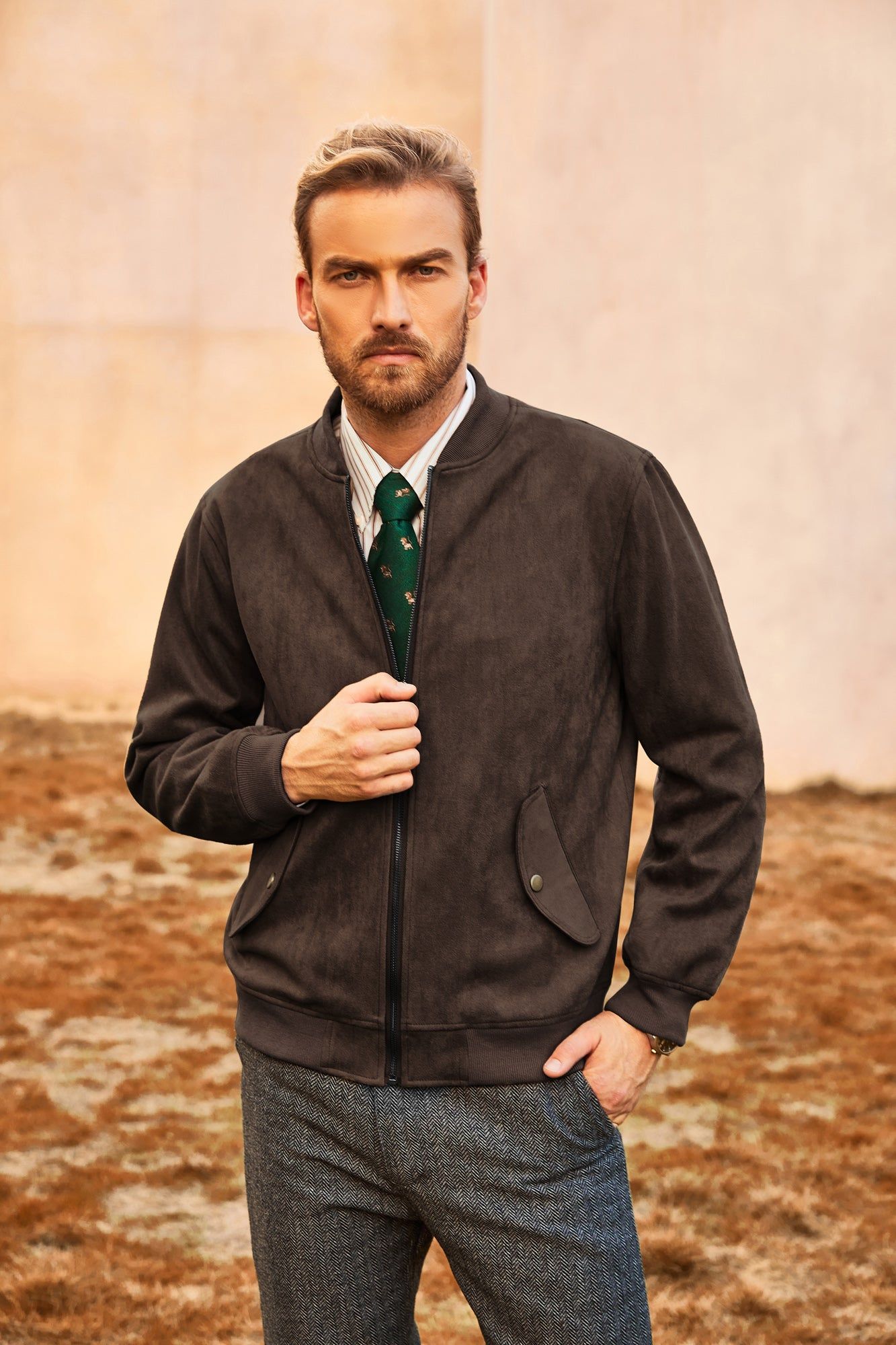 Mens Flight Suede Jackets Vintage Soft Bomber Varsity Jackets sold by Paul Jones product image thumbnail 2