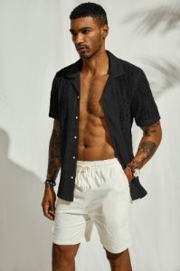 Men's Casual Button Down Shirts Cuban Collar Summer Beach Shirts sold by Paul Jones