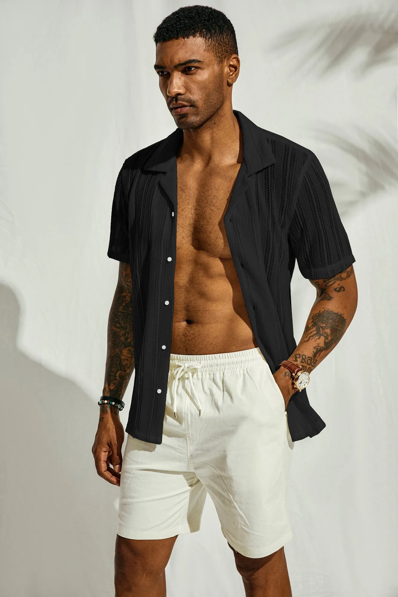 Men's Casual Button Down Cardigan Shirts Cuban Collar Summer Beach Shirts sold by Paul Jones product image thumbnail 4