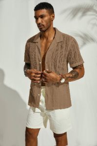 Men's Casual Button Down Shirts Cuban Collar Summer Beach Shirts sold by Paul Jones