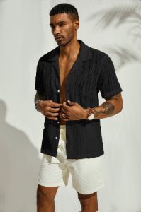 Men's Casual Button Down Shirts Cuban Collar Summer Beach Shirts sold by Paul Jones