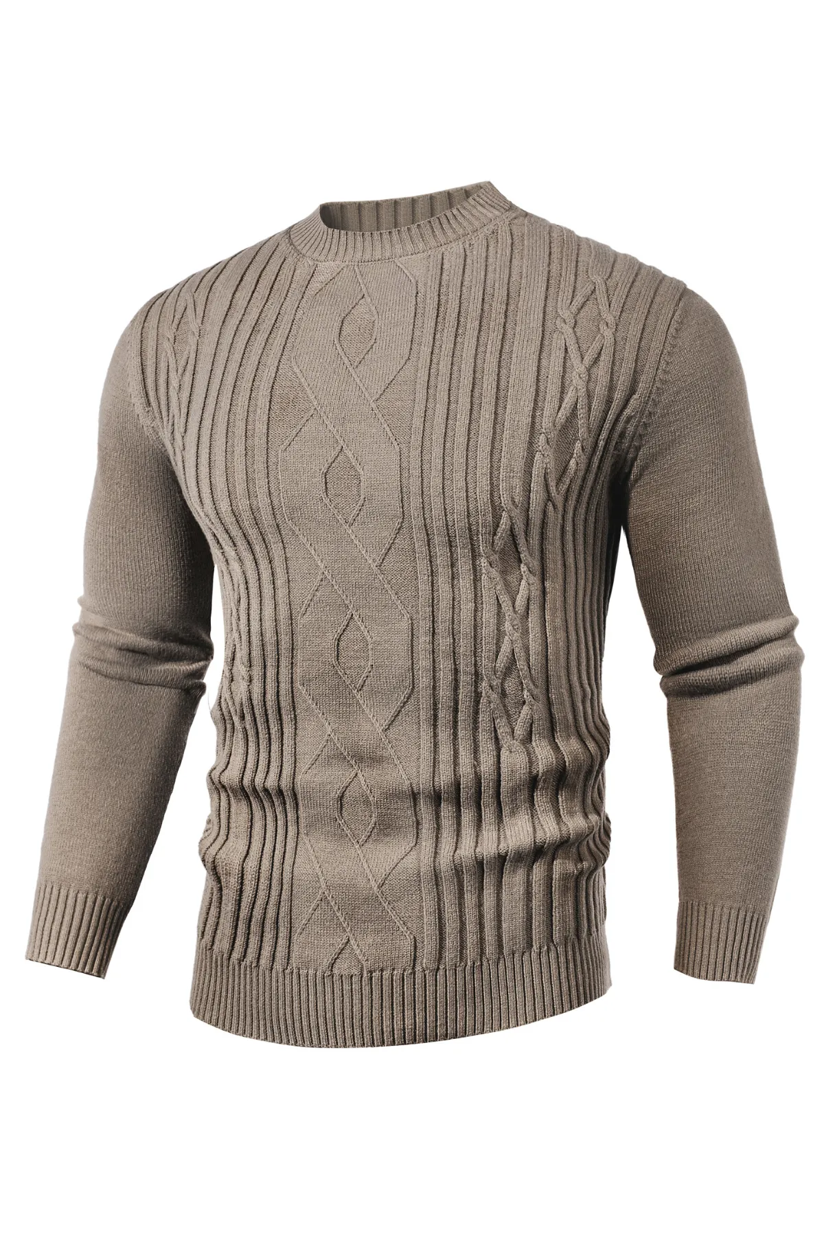Mens Cable Knit Pullover Sweater Vintage Crewneck Warm Sweaters sold by Paul Jones product image thumbnail 4