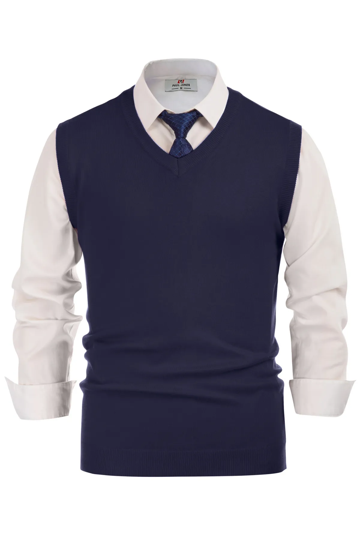 Mens V-Neck Knitted Sweater Vest Solid Plain Sleeveless Pullover Knitwears sold by Paul Jones product image thumbnail 3