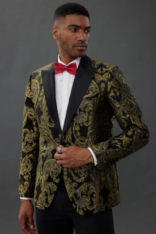 Men's Blazer Slim Fit Dress Floral Pattern Sport Jacket One Button sold by Paul Jones
