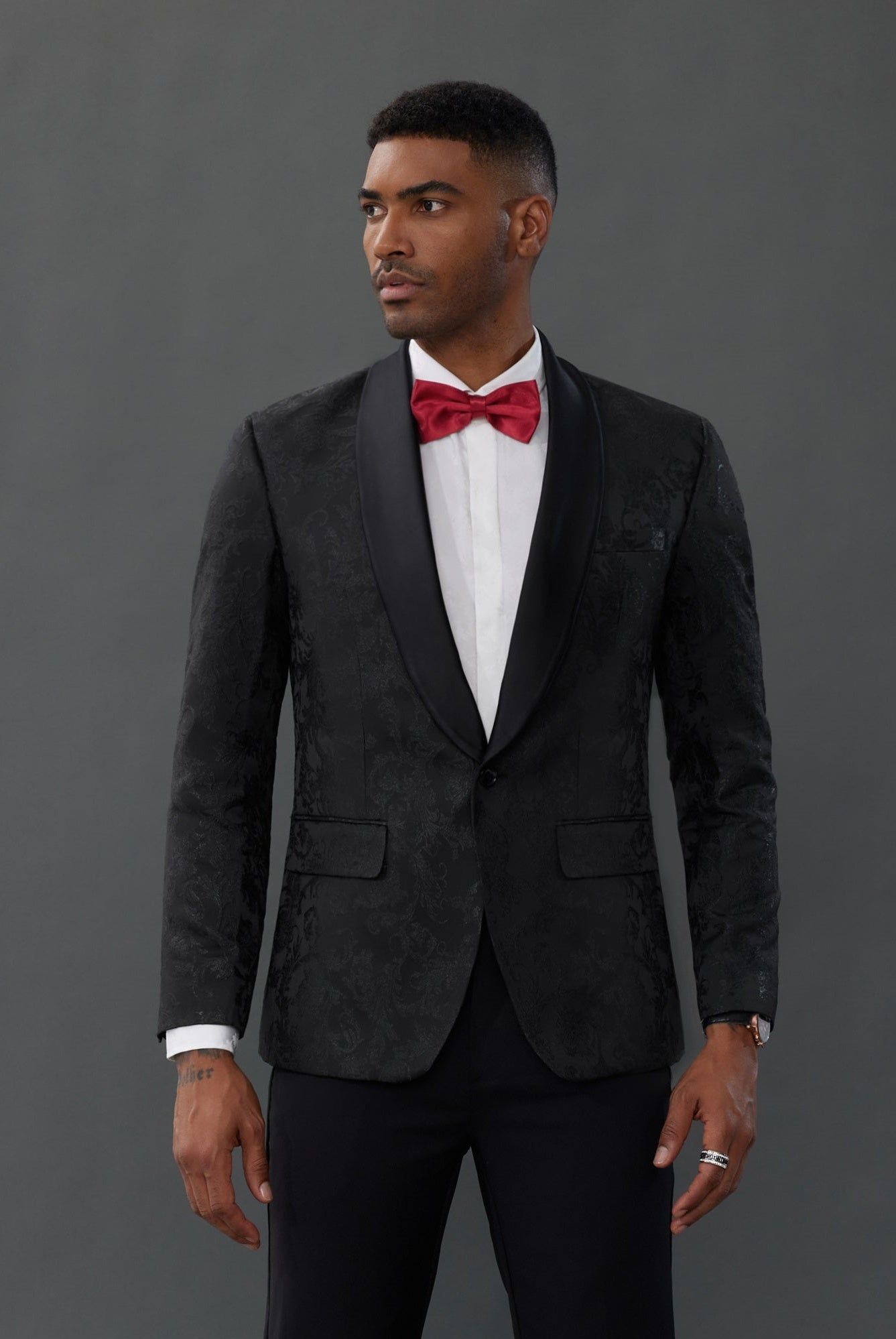 Men's Floral Tuxedo Jacket One Button Slim Fit Suit Jacket Shawl Lapel Leisure Blazer sold by Paul Jones product image thumbnail 2