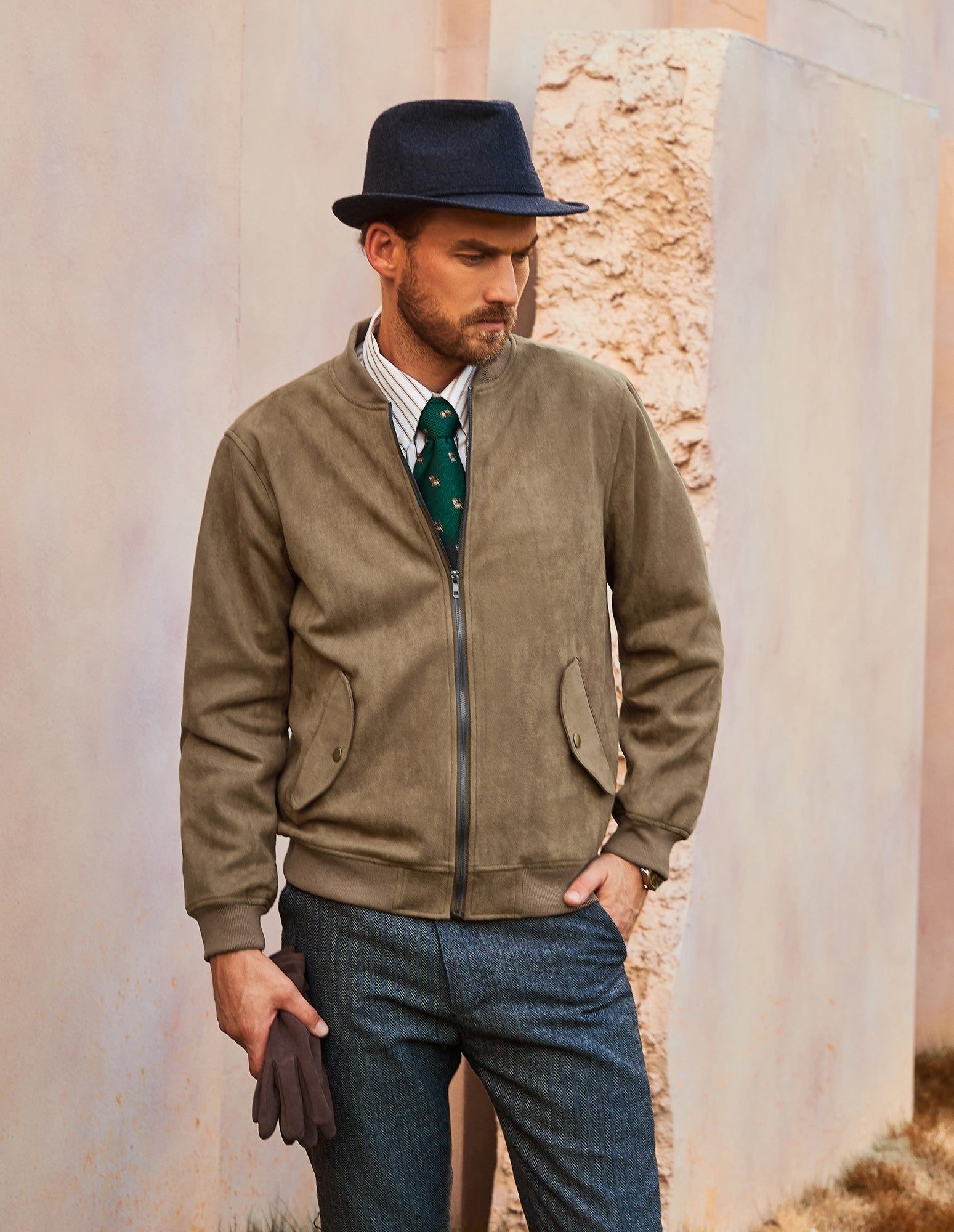 Men's Flight Suede Jackets Vintage Soft Bomber Varsity Jacket sold by Paul Jones