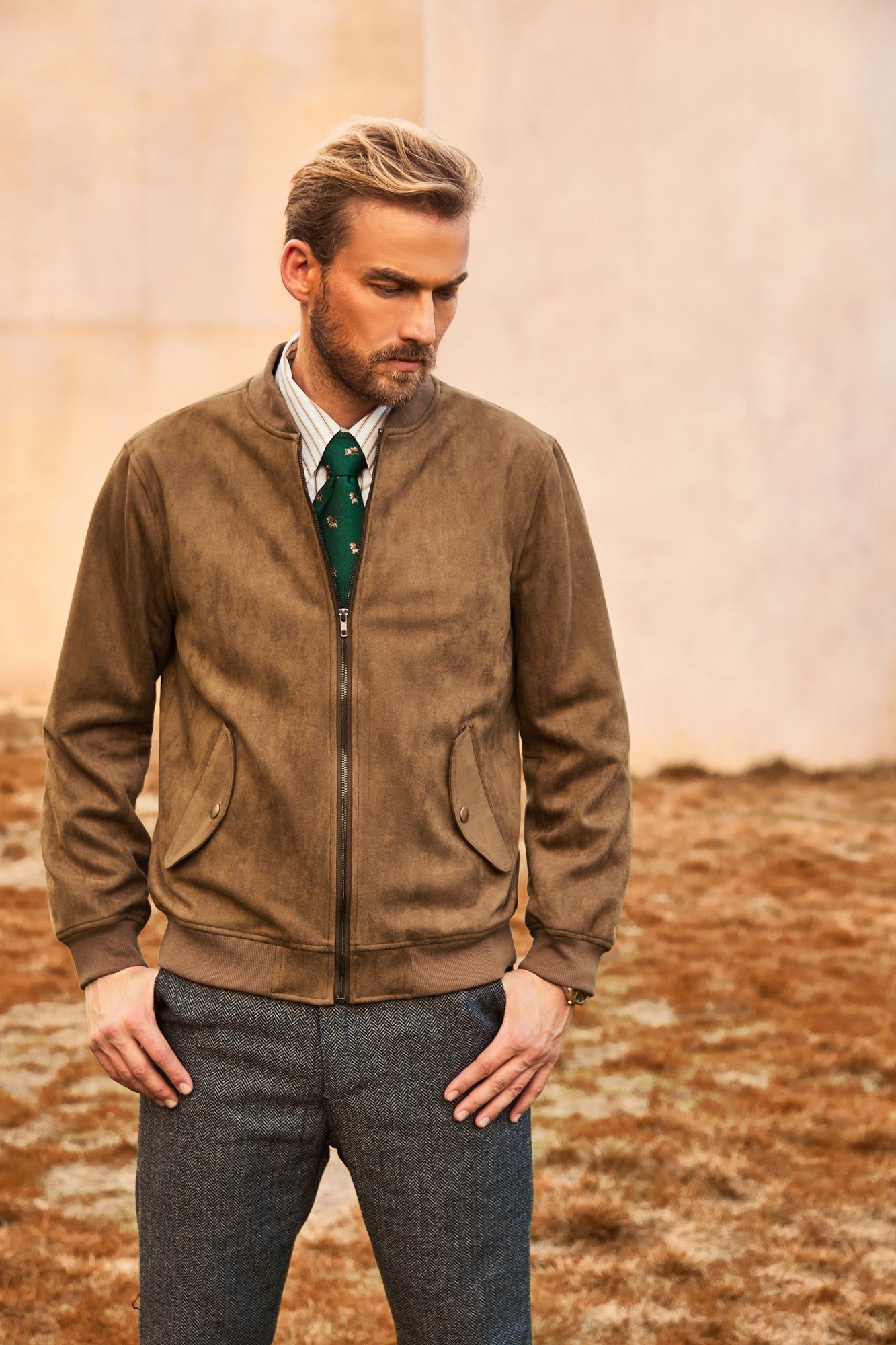 Men's Flight Suede Jackets Vintage Soft Bomber Varsity Jacket sold by Paul Jones product image thumbnail 5