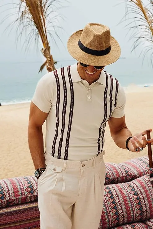 Men's Vintage Stripe Knitted Polo Shirts Short Sleeve Pullover Golf Knit Mens Polo Shirt sold by Paul Jones product image thumbnail 5