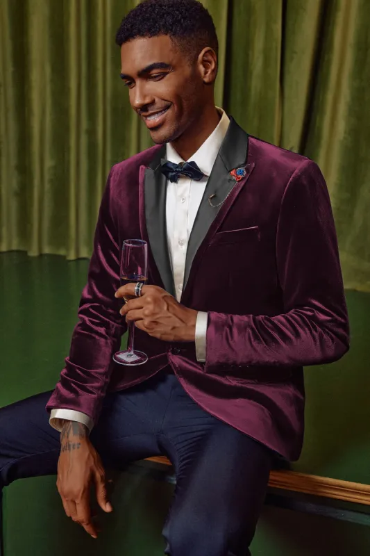 Men's Blazer Velvet One Button Sports Coat Party Wedding Suit Jacket sold by Paul Jones