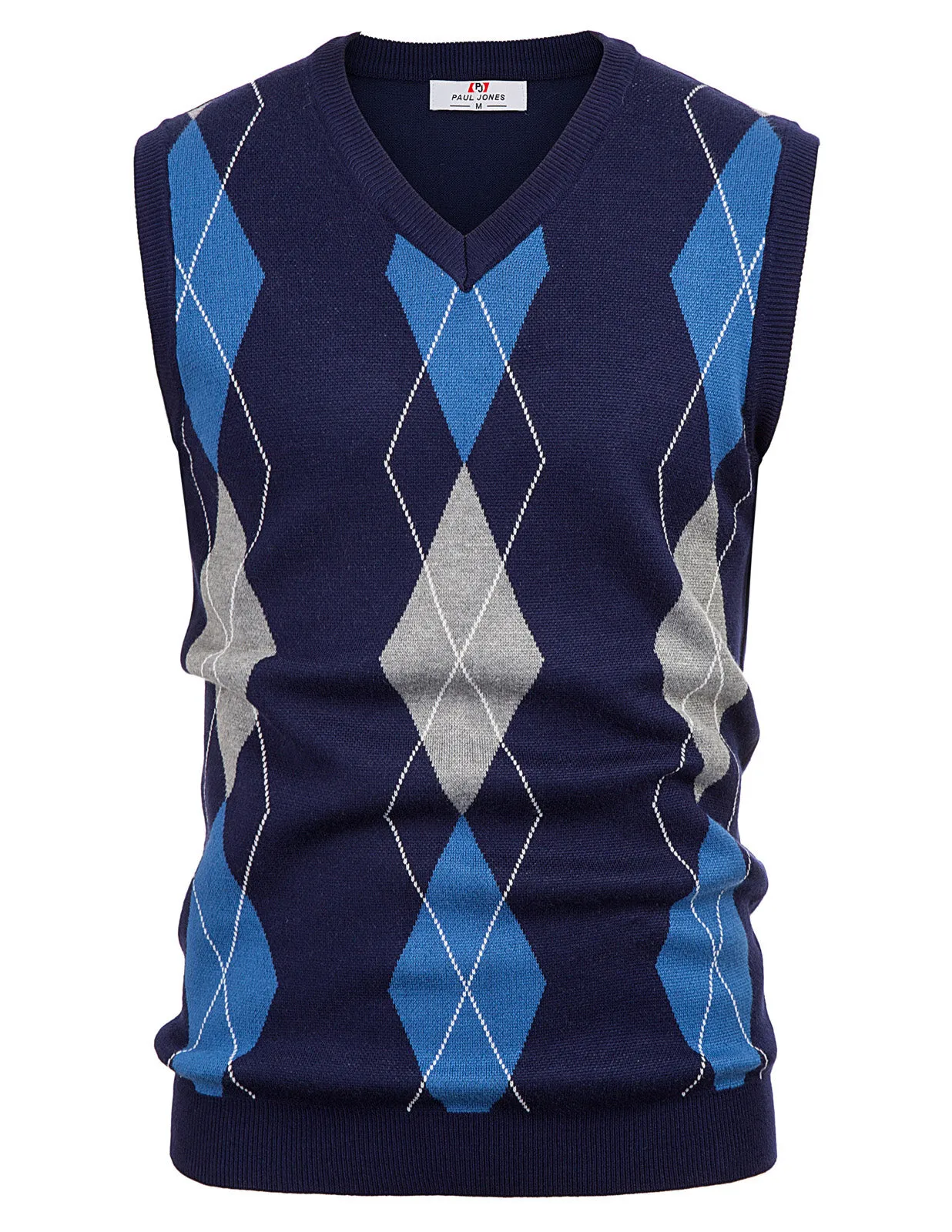 Men's Soft Argyle Sweater Vest Slim Fit V-Neck Knitted Pullover Vest sold by Paul Jones product image thumbnail 4