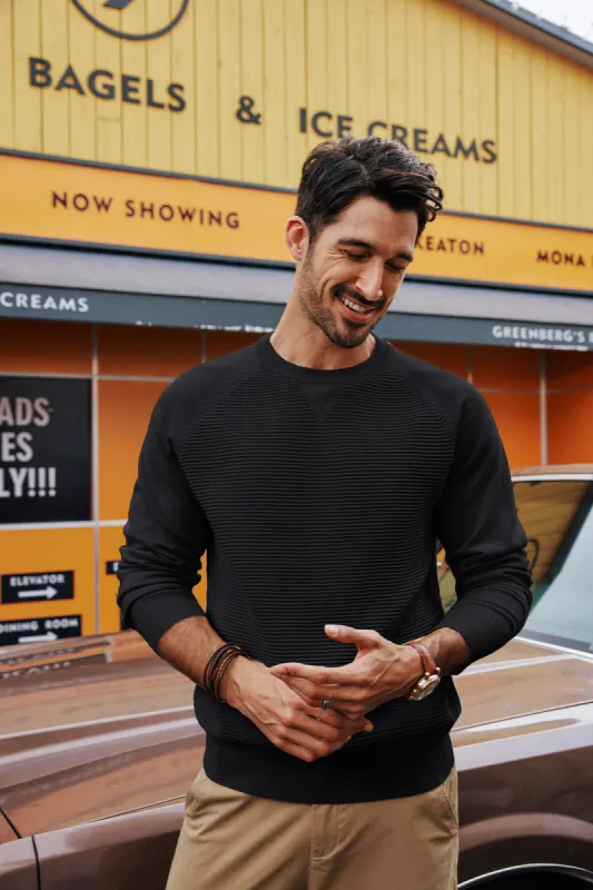 Men Textured Sweater Long Raglan Sleeve Crew Neck Ribbed Cuff Knitwear sold by Paul Jones