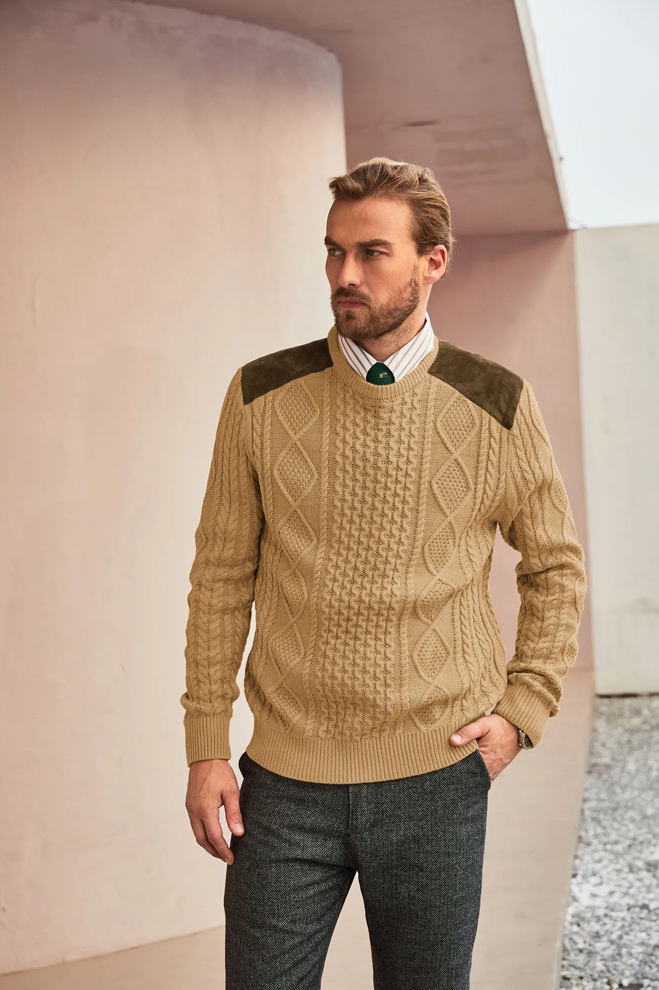 Men's Military Pullover Sweater Crewneck Vintage Cable Knit Casual Sweater sold by Paul Jones product image thumbnail 5