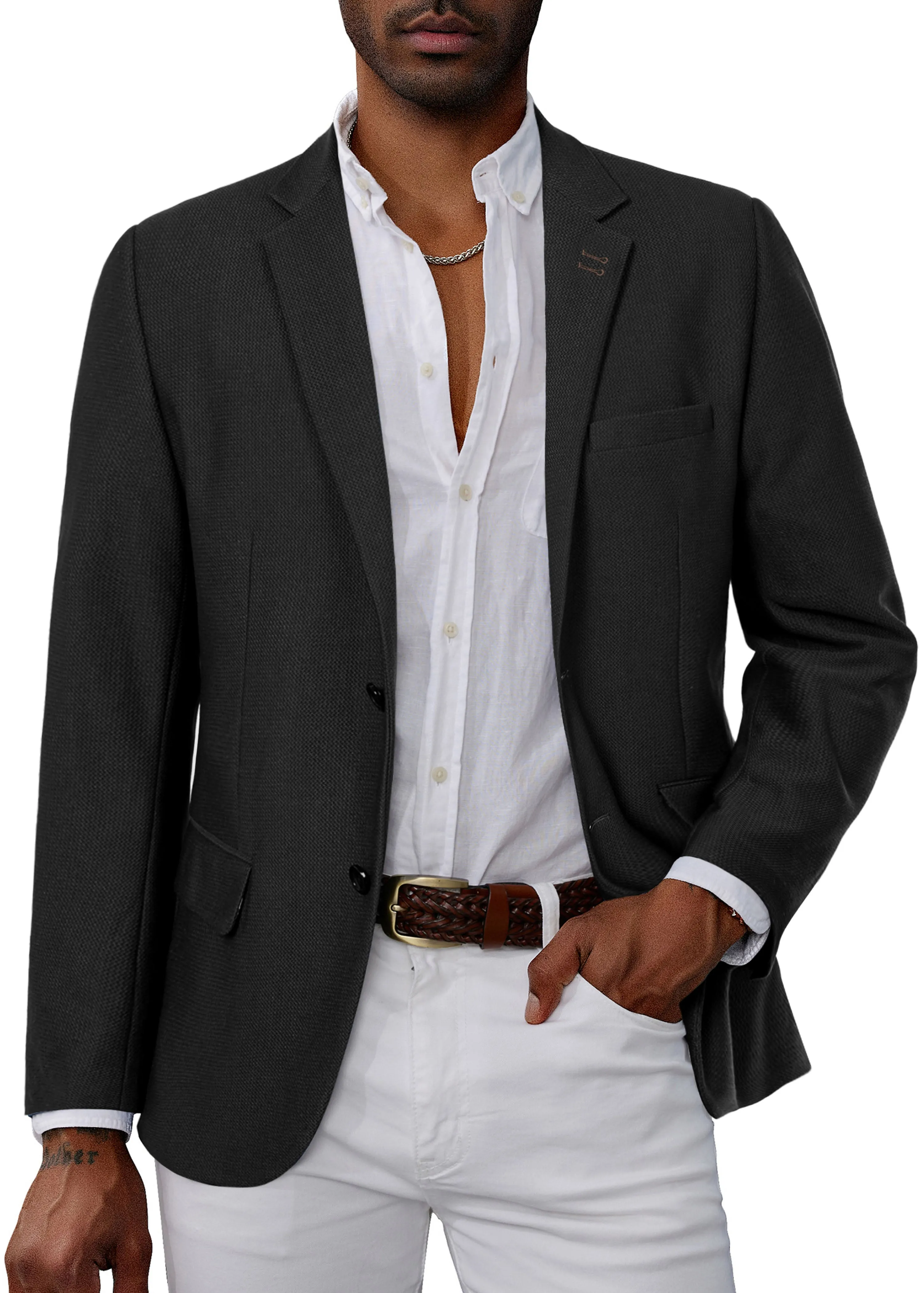 Mens Casual Blazers Lightweight Two Buttons Business Sport Coat Jackets sold by Paul Jones product image thumbnail 5
