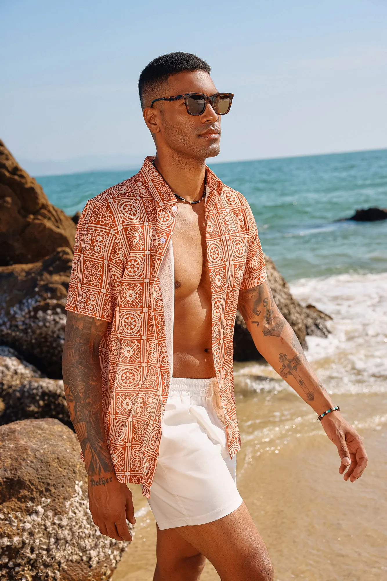 Men Basic Shirt Casual Short Sleeve Classic Collar Button-up Hawaiian Shirts sold by Paul Jones product image thumbnail 4