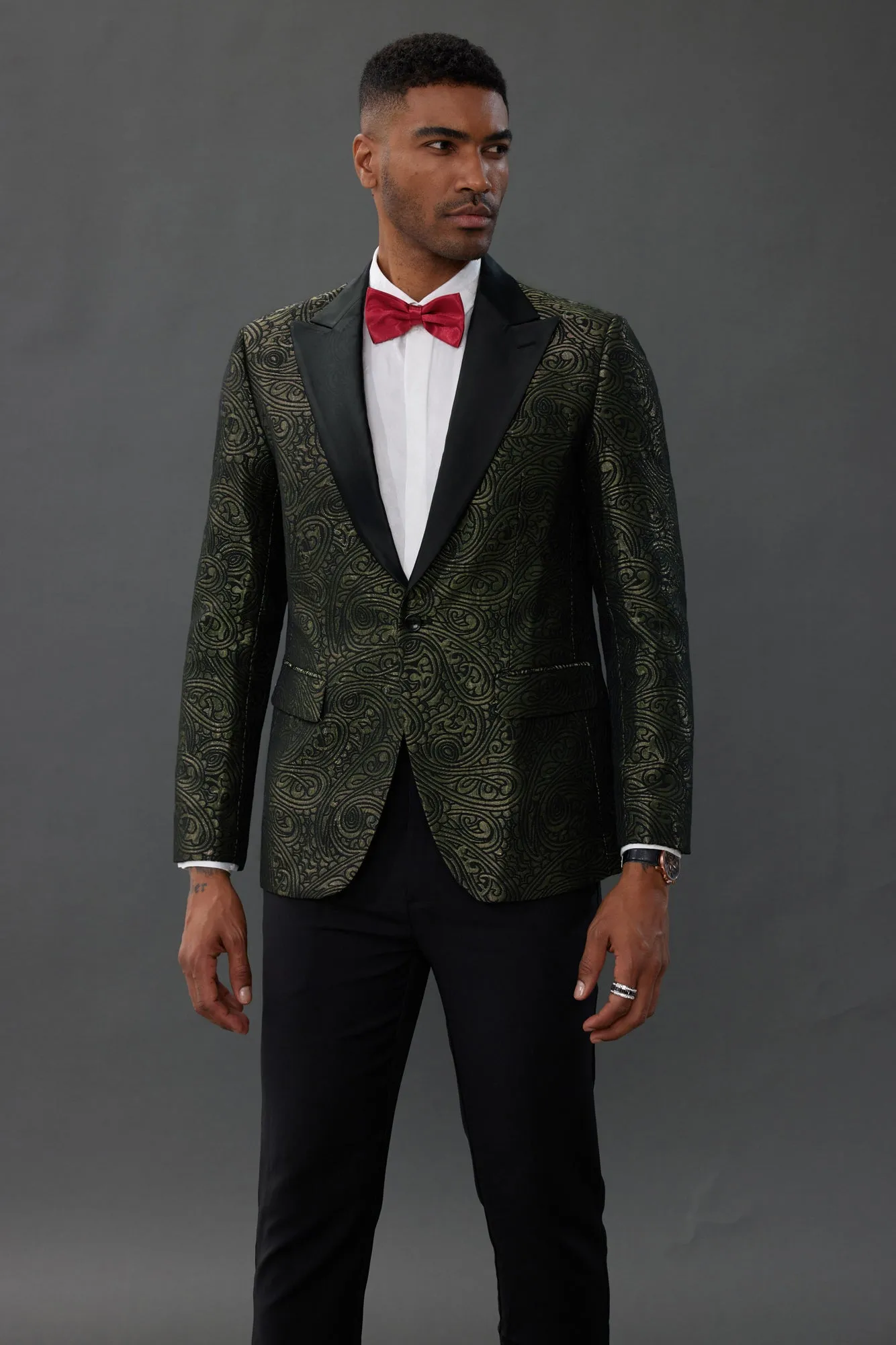 Men's Blazer Slim Fit Dress Floral Pattern Sport Jacket One Button sold by Paul Jones