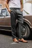 Men Skinny Trousers Elastic Waist Herringbone Pattern Multi-Pocket Pants sold by Paul Jones