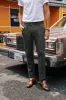 Men Skinny Trousers Elastic Waist Herringbone Pattern Multi-Pocket Pants sold by Paul Jones