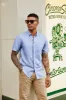 Men Hidden Placket Shirt Short Sleeve Lapel Collar Button-up Tops sold by Paul Jones