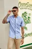 Men Hidden Placket Shirt Short Sleeve Lapel Collar Button-up Tops sold by Paul Jones