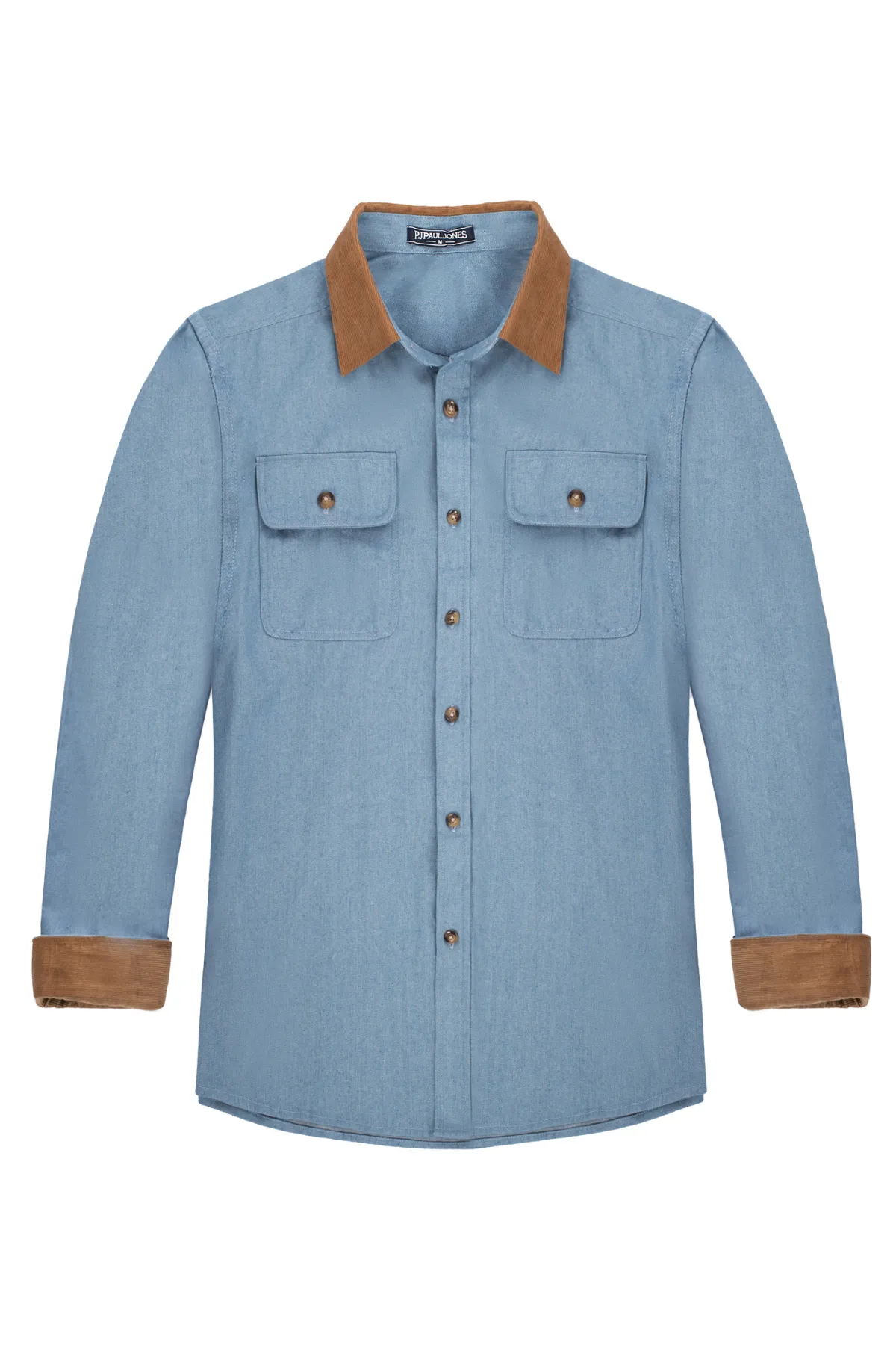 Men's Vintage Denim Shirt Long Sleeve Lapel Collar Jean Shirts Cotton Button Down Cardigans Shirt sold by Paul Jones product image thumbnail 3