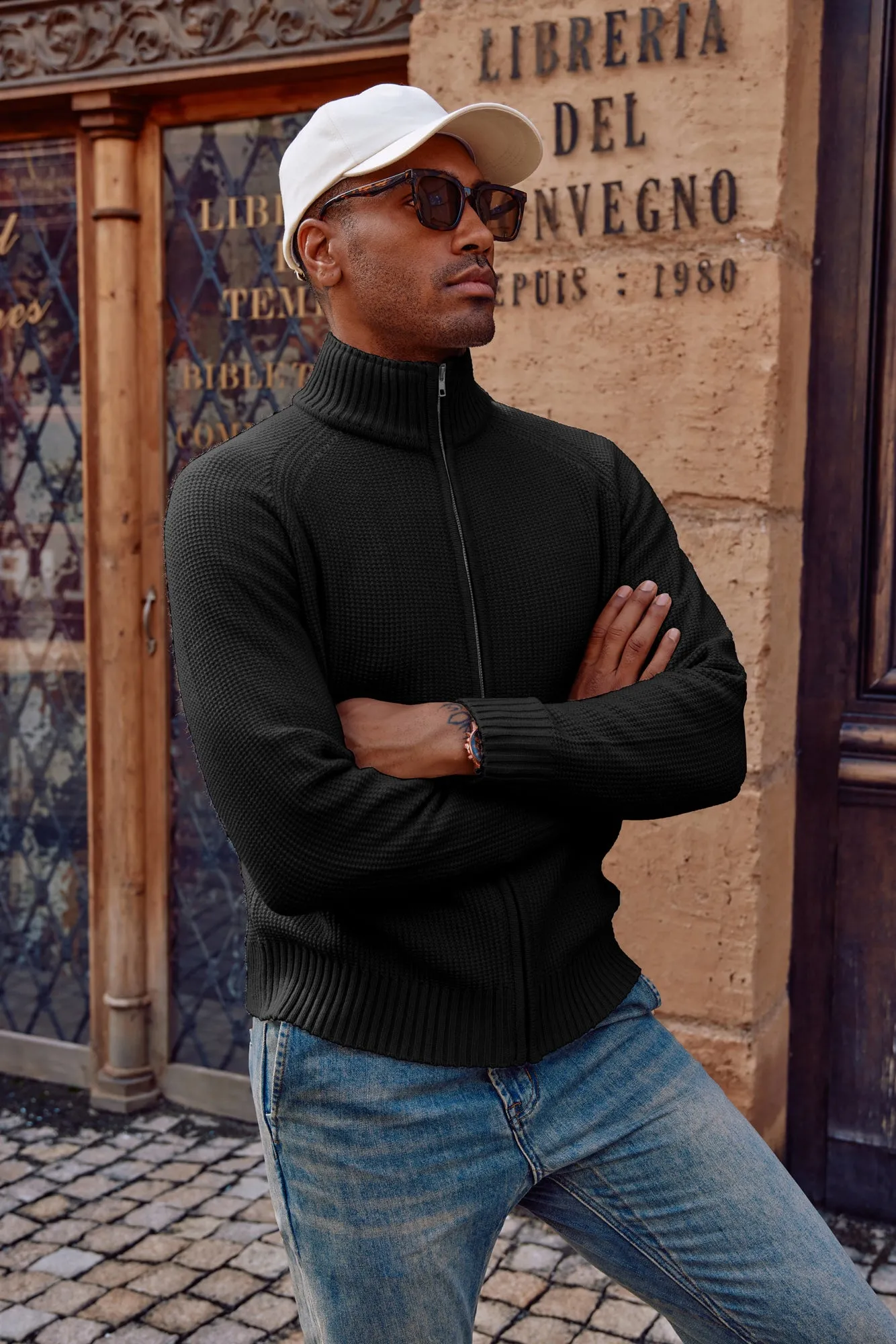Mens Full Zip Cardigan Sweater Slim Fit Stand Collar Zip Up Sweater sold by Paul Jones product image thumbnail 2