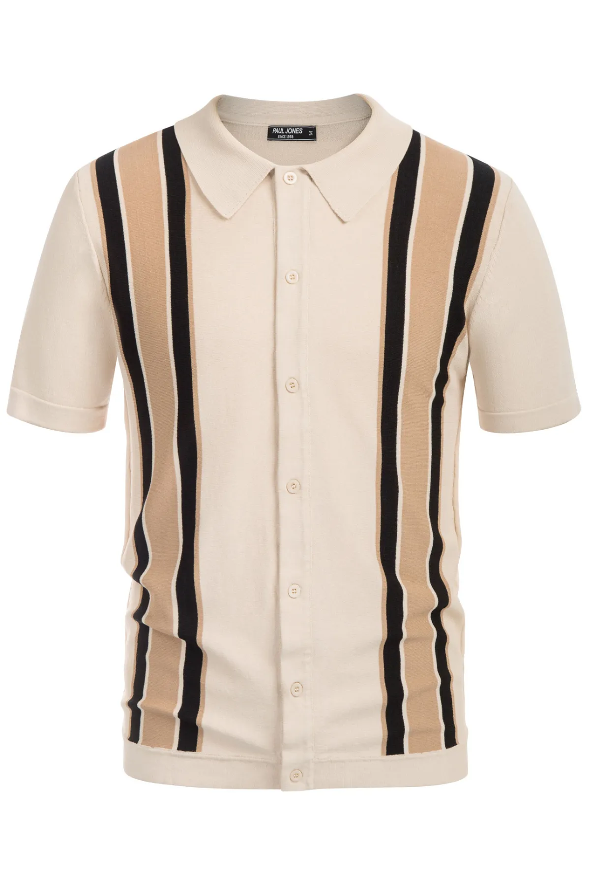 Mens Polo Shirts Vintage Striped Lightweight Knitting Golf Cardigans Shirts sold by Paul Jones product image thumbnail 3