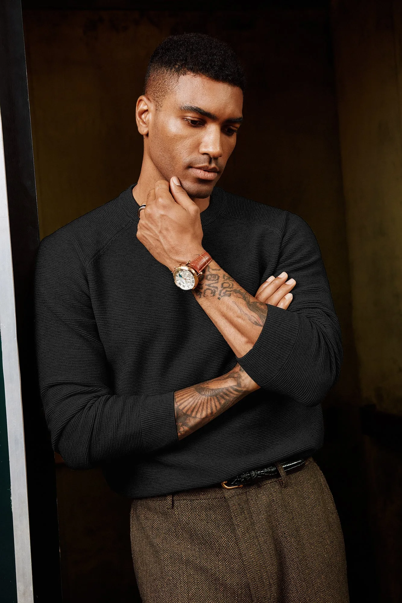Men Fully Textured Sweater Long Raglan Sleeve Crew Neck Ribbed Cuff Pullover sold by Paul Jones product image thumbnail 4