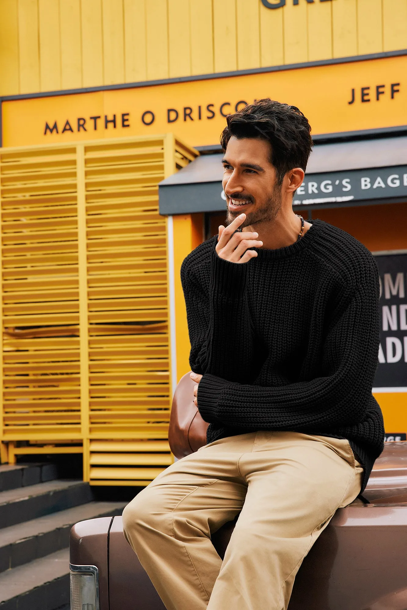 PJ Men Textured Sweater Long Sleeve Crew Neck Dropped Shoulder Pullover sold by Paul Jones product image thumbnail 5