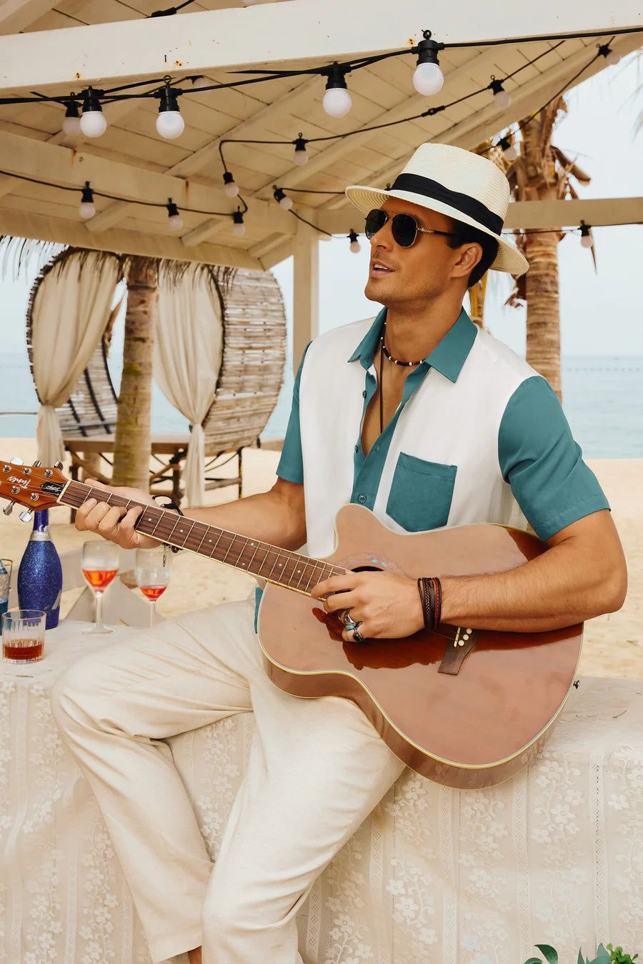 Men Contrast 70s Vintage Bowling Shirt Short Sleeve Button Down Summer Cardigans Shirts sold by Paul Jones product image thumbnail 2